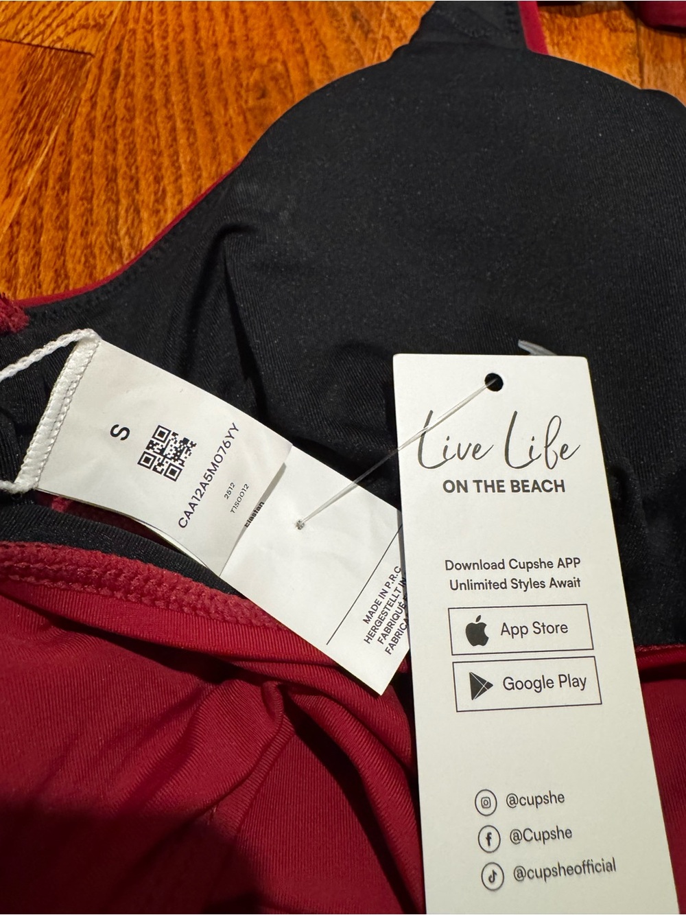 CupShe NWT The Euphoric Red Tankini Set S / M/ Burgandy/Maroon Bikini Swimsuit - Picture 7 of 7